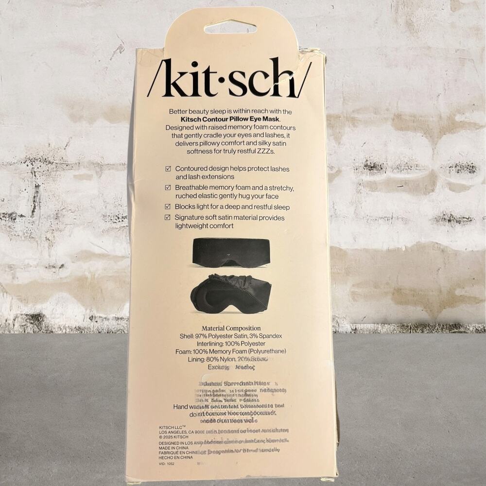 Kitsch $35 Black Contour Pillow Eye Mask NIB - Picture 2 of 2